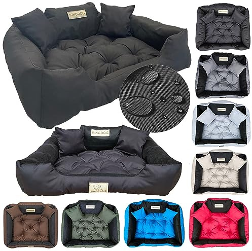 KING DOG Cama para perros de tamaño pequeño, lavable, ortopédica, S, 55 x 45 cm, cojín para perros con borde alto, impermeable, material de silicona, color negro
