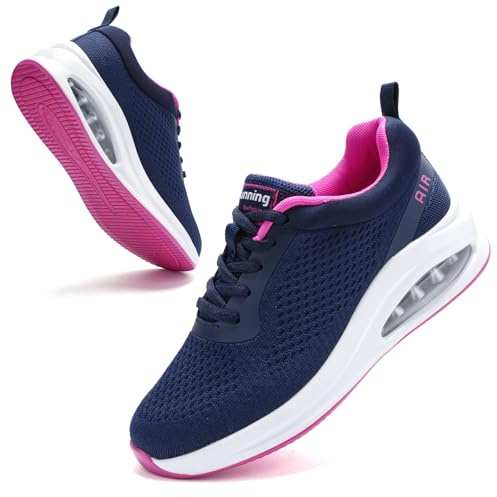 Womens Orthopedic Trainers with Arch Support Air Cushion Memory Foam Breathable Mesh Anti-Slip Running Shoes for Ladies Tennis Comfort Sneakers