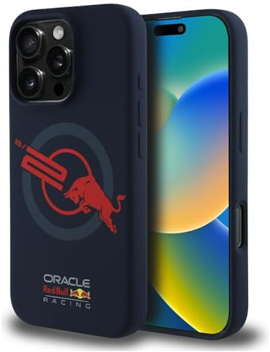 CG MOBILE Red Bull HC Silicone ORBR20 Logo Red Lining Hülle für iPhone 16 Pro Max kompatibel mit MagSafe Marine