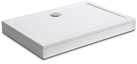 AICA receveur de douche italienne 110x80cm blanc, rectangulaire, extra-plat, Bac à douche avec le kit de plinthe, 8 pieds, bonde de douche et siphon
