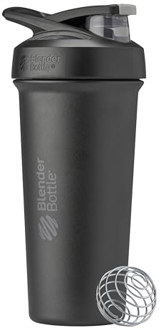 BlenderBottle Sport Sleek Shaker Cup Insulated Stainless Steel Water Bottle with Wire Whisk, 25-Ounce, Black
