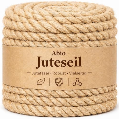 Abio Juteseil 6mm 10m Kordel Jutekordel Deko Dekoration für Haus & Garten DIY Verpackung Schnur Paketschnur Basteln Geschenkverpackung Floristik