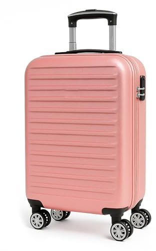 Innoteck 32L Hard Shell Cabin Suitcase, 43x35x20 cm | EasyJet Underseat & Overhead Approved Luggage, Water Resistant | Combination Lock, Detachable 360° Spinner Wheels, Lightweight Carry-On, Rose Gold