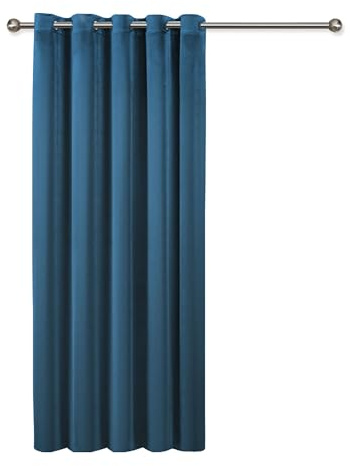 Oxford Homeware Navy Blackout Curtains for Bedroom – 66x84 Drop Crushed Velvet Eyelet Curtains for living room Super Soft Thermal Door Curtain Single Panel with Tieback