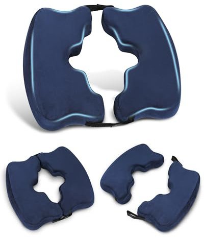 HOMCA Cojín Antiescaras Plegable y Desmontable, Cojín Hemorroides de Espuma Viscoelástica para Reposo en Cama y Sentarse Durante Periodos Prolongados (Azul)