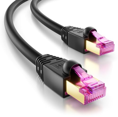 deleyCON 20m CAT7 Outdoor Nätverkskabel för Utomhusbruk (10 Gbit/s, 600 MHz, S/FTP Skärmning, Koppar) RJ45 Kontakt Ethernet LAN DSL Patchkabel - Väderbeständig - för PC, TV, Kamera, PoE, Camping