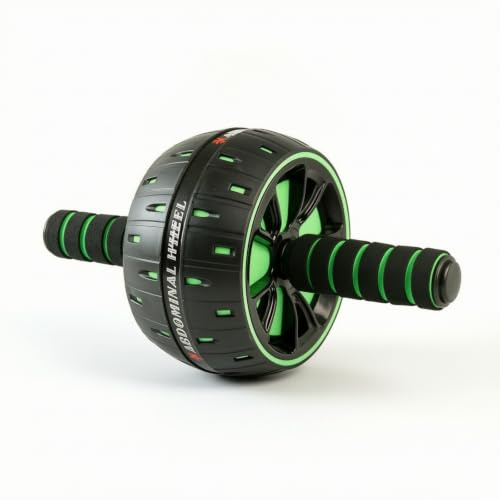 LOVIVER Roue d'Exercice Abdominale Rouleau Abdos Appareil Abdominal Rouleau de Gainage Roue de Fitness avec Axe Métallique et Surface Antidérapante Prise, Array, Noir Et Vert