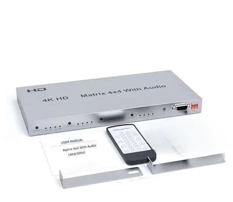 4K@60Hz 4x4 HDMI-kompatibel matris med ljudextraktor HDR 18Gbps HDMI 2.0-matrisväxlare Splitter 4 in ut Stöd for RS232(4K 30Hz 4x4)