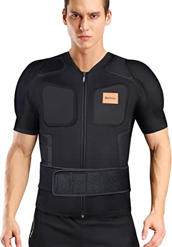 BenKen Skiing Body Short Protector Schutzausrüstung Pad mit Futter Motor Brust Schulter Rückenschutz verstellbare Jacke Damen Herren Obermaterial Gepolsterte (L, Kurzarm)