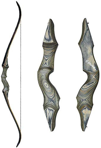 Obert Black Hunter 60 Zoll Profi Bogenschießen Takedown Recurvebogen Set 20-65lbs Rechtshand Holzbogengriff Jagdbogen für Erwachsene Sportbogen