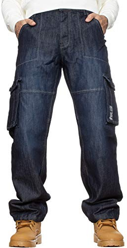 Kruze Pantalon de travail pour homme, pantalon cargo décontracté, jean, toutes tailles, bleu, 32 pouces, Dark Stonewash, 34W / 32L