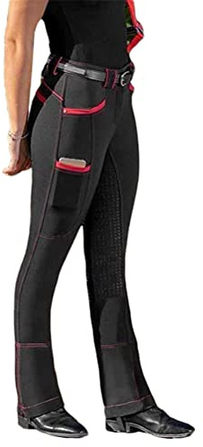 Minetom Pantalones De Montar Active para Mujer Elásticas Montar Leggings De Equitación Deportivos Ecuestres Pantalones con Bolsillos B Negro XXL