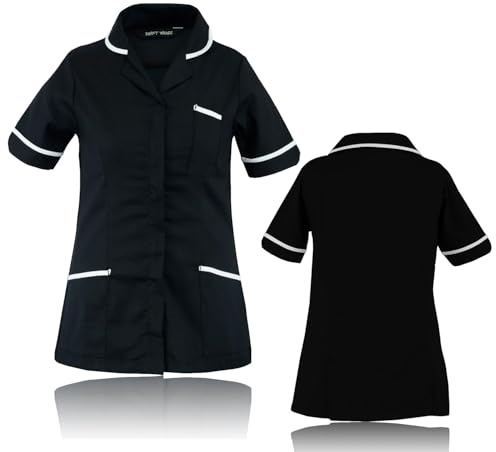 Swift Wear | Women's | Healthcare Rever Collar Tunic | Ideal for Nurses, Therapist Care Home and Private Health Care Workers (Black, 10)