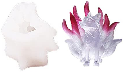 FIYSON 3D Mini Silikonform, Tier Schokolade Süßigkeiten Form, Tier Silikonform Silikon Seifengießform DIY Silikon neunschwänzige Fuchsform für DIY Gießformen Seife Aromatherapie Gips Kunsthandwerk (L)