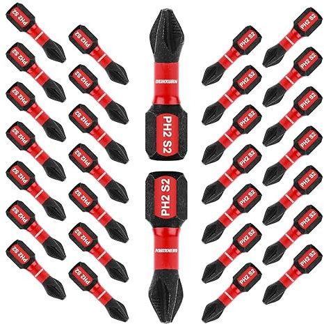 Geinxurn 30Pieces Magnetic #2 Phillips 1 in. Hex Anti-Slip Screwdriver Bits, 1/4 Inch Hex Shank Impact Tough PH2 Cross Screwdriver Bits Set