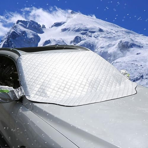 NOYVYDS Frontscheibenabdeckung Auto Winter 199x127 cm – Magnetische Windschutzscheibenabdeckung, Frostschutz Auto Frontscheibe, Autoabdeckung Winter mit Schneeschutz, Eisschutz & Hagelschutz