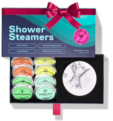 Vapori da doccia per aromaterapia e cura di sé, confezione da 8 compresse per doccia a vapore, regalo rilassante per donne e uomini, gelsomino, agrumi, citronella, tè verde ed eucalipto, regali per la