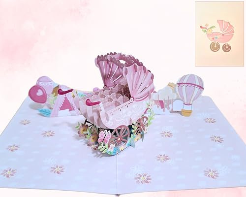 Card Mavens – pop-up-kort baby pojke eller flicka gratulationskort, pop-up-kort nyfödd baby flicka, 3D-gratulationskort för nya föräldrar, nyblivna morföräldrar, gratulationskort för nyfödda barn