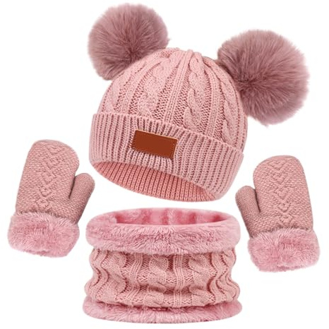 Hats Gloves and Scarf Sets for Kids Age 2-3 Boys Winter Coat Baby Winter Accessories Gloves Toddler 2 Years Girls Scarf Hat Gloves Childrens Hats Scarves 1 Year Old Girl Accessories Pink