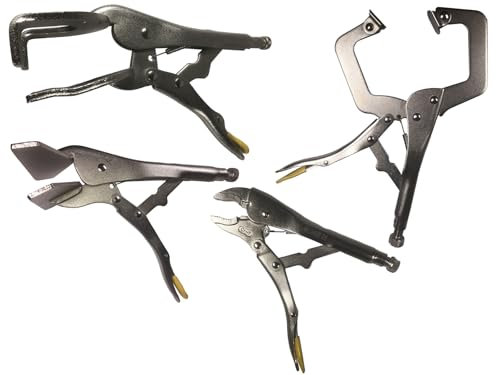 WELDINGER GS2 4-teilig Schweißer Gripzangenset eco Standard, Breitmaul, C-Grip und 2-Punkt