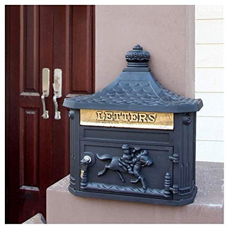 CAFIEDR Buzones de Correos Buzones de Correo montados en la Pared para Montaje en Pared Exterior Buzón de paquetería Comercial con Llave de Metal galvanizado con Cerradura para Exteriores, D