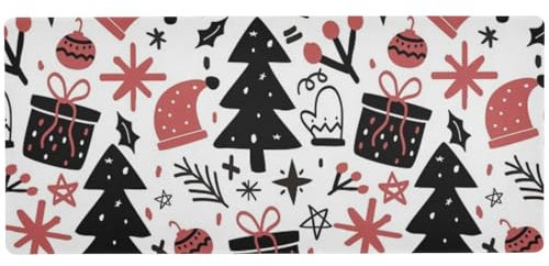 LI ZHI XIN Computer Maus Pad rutschfeste Gummi Mausmatte Für Gaming, 80x30cm, 80x40cm, 90x40cm WeihnachtsbaummüTze Handschuhe Muster