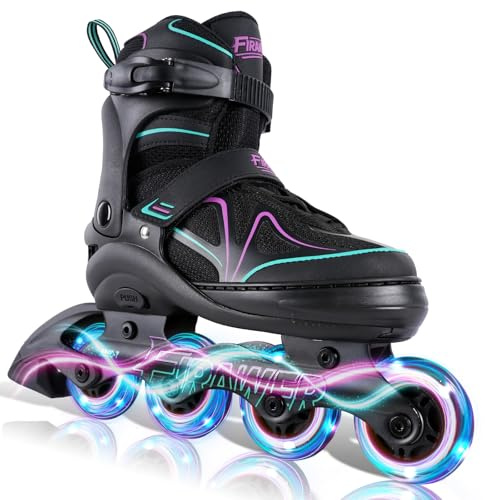 Kids Adjustable Inline Skates Ages 4-12, Youth Inlie Skates for Girls Boys 5-8 8-12 with Full Light Up Wheels, Fun Illuminating Skates for Kids Men Adult Women and Boys.
