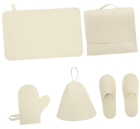 VICASKY 1 juego de gorros de ducha para sauna, guantes, bolsa de almacenamiento, gorro de sauna, gorro de sauna que absorbe la humedad, de fieltro, pero sombrero, sauna, campana cómoda