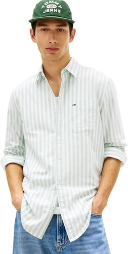 Tommy Jeans TJM Reg Stripe Oxford Shirt Ext Dm0dm22790 Chemise L/S Homme (Lot de 1)
