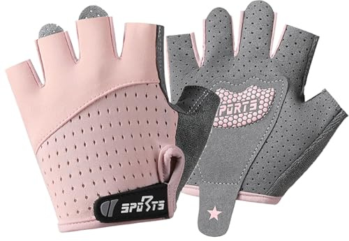 Fahrradhandschuhe Kinder Fingerlose Handschuhe für Jungen Mädchen 9-12 Jahre Reithandschuhe Kinder Atmungsaktive Halbfinger Handschuhe Kind Rutschfeste Sport Handschuhes für Rollschuhlaufen Klettern