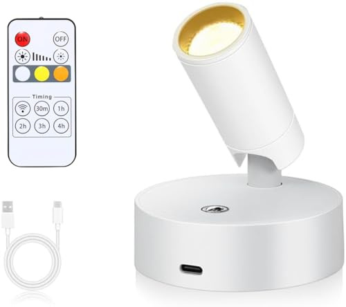 Cefrank Lampe murale LED sans fil – Télécommande, 3 températures de blanc, USB-C, sans perçage – Idéale pour tableaux & miroirs