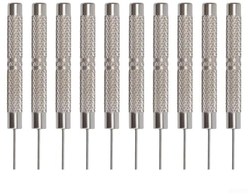 10 st järnstift stansningsset 0,7-1,0 mm för borttagning av klockarmband och armbandslänk, precisionshandverktygssats för justering och reparation av klockband, silver (0,8 mm)