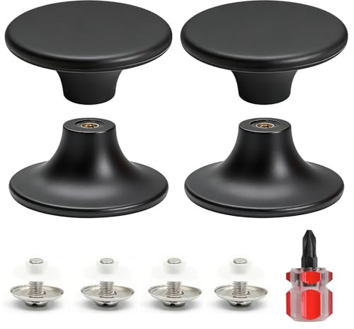 Juego de 4 pomos universales para tapas de ollas con destornillador incluido - Pomos de repuesto resistentes al calor para tapas de vidrio, sartenes y cacerolas, plástico resistente, negro