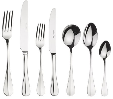 Arthur Price Baguette 44 Piece 6 Person Cutlery Set, Stainless Steel, 51 x 31.5 x 6.5 cm