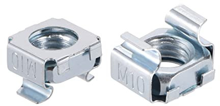 sourcing map 10pcs Écrous à cage pour armoire de rack de serveur acier au carbone zingué jaune ton argent M10