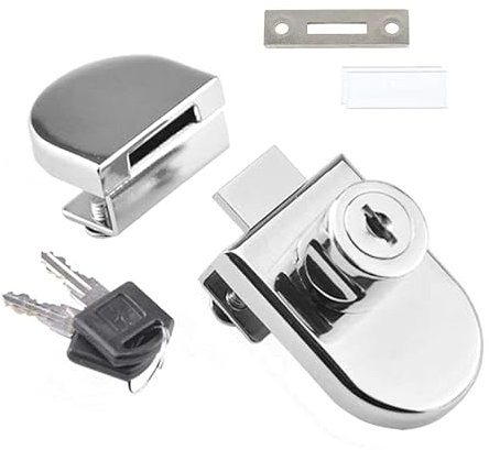 Cerradura de Gabinete de Vidrio para Puerta de Vidrio de 5-8mm con 2 Llaves, Oscilación Única, No Requiere Perforación