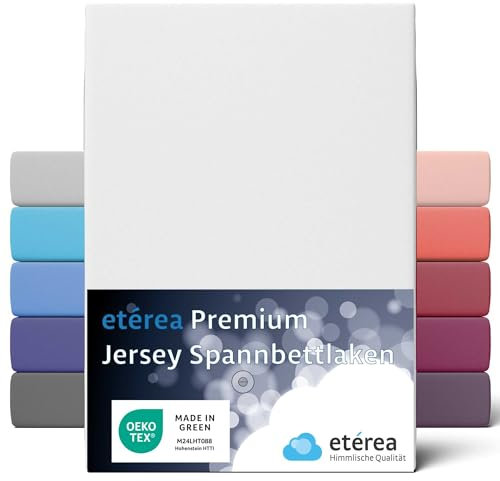 etérea Premium Spannbettlaken 90x200cm - 100x200cm Weiss – extra Jersey Spannbetttuch bis 25cm Höhe – 160 g/m² gekämmte Baumwolle – Boxspring & Normale Bettlaken