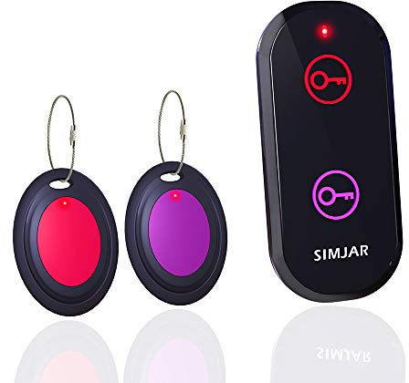 Simjar - Cerca chiavi essenziale, con 2 ricevitori e 1 trasmettitore, controllo remoto senza fili a radiofrequenza (RF), localizzatore per chiavi, portafoglio, telefono, bagagli