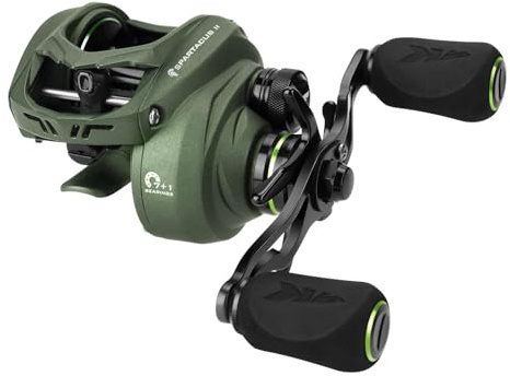 KastKing Spartacus II Baitcasting Fishing Reel, 6oz Ultralight, Super Smooth with 17.6 LB Carbon Fiber Drag, 7.2:1 Gear Ratio, 39mm Palm Perfect Lower Profile Design,Stryker Green,Left Handed