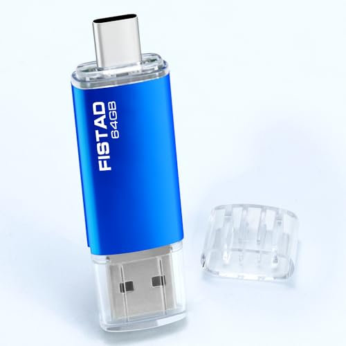USB Stick 64GB, 2 in 1 OTG Speicherstick 64GB USB 2.0 Pen Drive Memory Stick Typ-C Thumb Drive Flash Drive für Smartphones, PC, Laptop, ect (Blau)