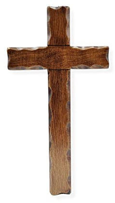 La Balestra - Crucifijo de madera para pared - Fabricado en Umbría, Italia - Madera maciza (26 x 15,5 cm)