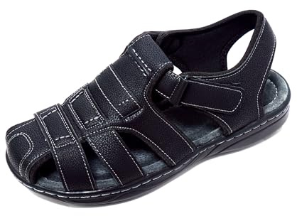 JOMIX Sandali Uomo Estivi Comodi Sportivi Sandali Trekking Uomo Ciabatte Uomo Pelle Casa Mare Spiaggia SU8056-1 (Nero, 43)