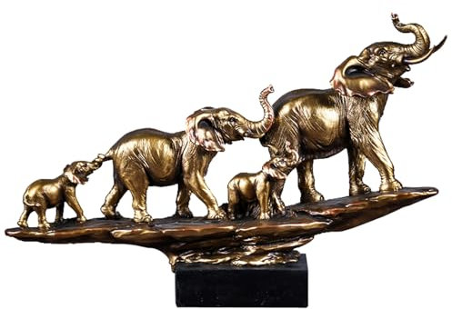 Vinbcorw Dekofigur Elefanten-Skulptur als Deko Symbol für Familie-Dekoration Elefant groß handgefertigt Handwerksdekorationen, Elefanten Geschenke für Zuhause, Hotel, Büro,Messing