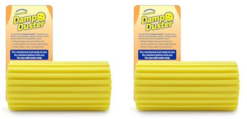 Scrub Daddy Damp Duster, Magical Dust Cleaning Sponge, Dusters for Cleaning, Venetian & Wooden Blinds Cleaner, Vents, Radiator, Skirting Boards, Mirrors, Dust Brush Tools, Home Gadgets, Yellow