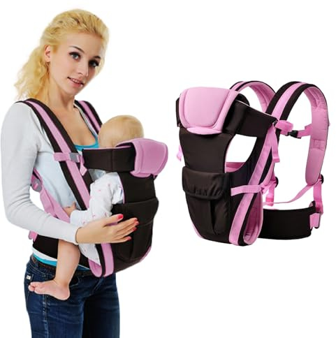 IULONEE Marsupio Neonati Ergonomico Regolabile Marsupio Neonati Marsupio Porta Bimbo Marsupio Neonato Porta Bebe Morbido Bambini Marsupi Fascia Porta Bambino Per Neonati e Bambini Da 3-36 Mesi (Rosa)
