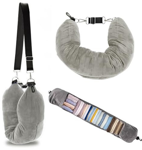 Reisekissen, befüllbar, Kleidung, Flugzeugkissen, aufblasbares Reisekissen, Nackenkissen für platzsparende Aufbewahrung in Ihrem Reisekoffer mit Zug, Flugzeug, Auto, Reisekissen, Nackenkissen