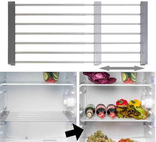 Rosenstein & Söhne Kühlschrank Böden: Universal-Einlegeboden, für Kühlschrank/Regale, ausziehbar bis 60 cm (Teleskop Einlegeboden, Kühlschrankteiler, Küchenhelfer)