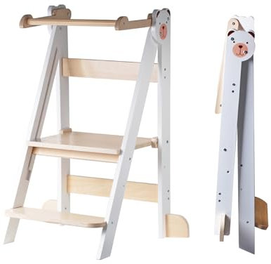 Buddy Baby Xplora - Torre de Aprendizaje y Torre de Ayuda en la Cocina - 2 en 1 - Plegable y con 2 Alturas -Escalones Infantiles con fácil Montaje