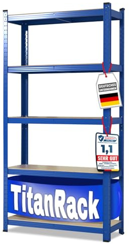 etm Schwerlastregale – Garage, Keller, Werkstatt - Steckregal, Lagerregal, Kellerregal - Hohe Traglast & Verstellbare Böden (Blau, 200 x 100 x 50 cm)