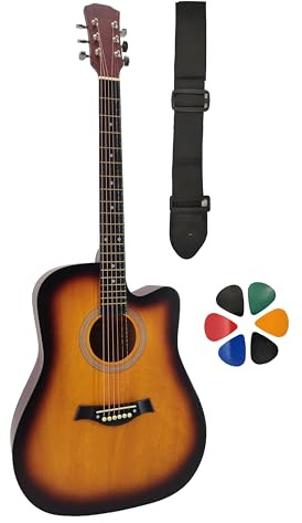 Amrova Guitare Folk Acoustique Adulte 41’’ | Son Puissant & Design Élégant (Sunburst)